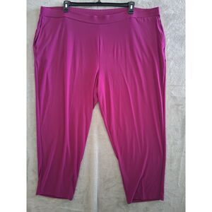 Susan Graver 2X‎ Petite Pants Liquid Knit Pink Straight Leg Pull On Pockets
